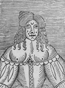 Una dama Tudor con los pechos descubiertos, una ilustración de 